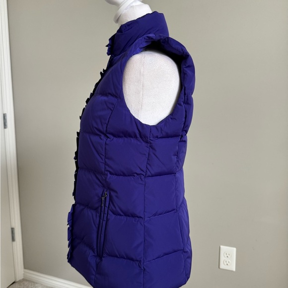 Talbots Rich Purple Puffer Vest with Ruffle Trim - Picture 2 of 7